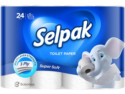 Tualetinis popierius SELPAK, 3 sluoksniai, 18,6 metrai, 140 lapelių, 24 vnt.