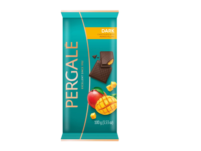 Juod. šokoladas PERGALĖ su mangų įdaru, 100 g