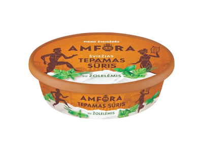 Šviežias tepamas sūris AMFORA su žolelėmis, 23 % rieb., 180 g