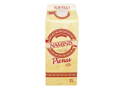 ROKIŠKIO NAMINIS pienas, 2,5 % rieb., 2 l