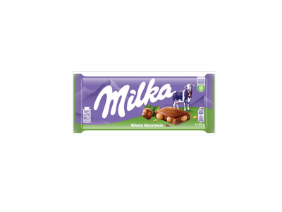 Pieninis šokoladas MILKA WHOLE HAZELNUTS, 95 g