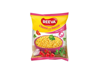 Greitai paruošiami sūrio ir kumpio skonio makaronai REEVA, 60 g