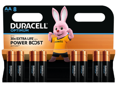 Baterijos DURACELL Optimum, AA, 8 vnt.