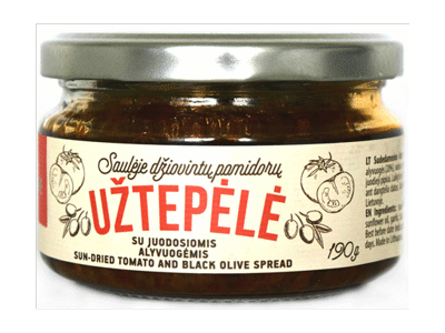 Saulėje džiovintų pomidorų ir juodųjų alyvuogių užtepėlė 190 g