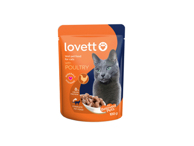 Konservuotas kačių ėdalas LOVETT su paukštiena, 100 g, 100 g