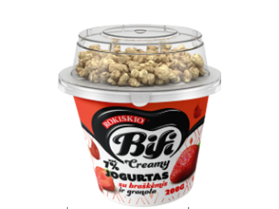 Jogurtas BIFI Creamy, su braškėmis ir granola, 6%, 200 g
