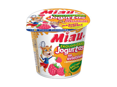 Ekologiškas jogurtas MIAU su avietėmis, 3,5 % rieb., 125 g