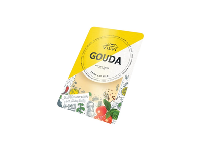 Puskietis sūris VILVI Gouda, 48 % RSM, riekutėmis, 150g