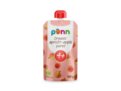 Ekologiška abrikosų ir obuolių tyrelė PONN, nuo 4 mėn., 100 g