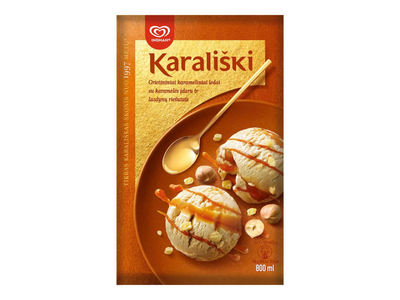KARALIŠKI karameliniai ledai su lazdynų riešutais 0,8l