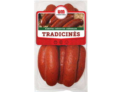 Karštai rūkytos dešrelės TRADICINĖS, II rūšis, 800 g