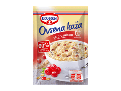 Greitai paruošiama avižinė košė DR. OETKER su spanguolėmis, 62 g