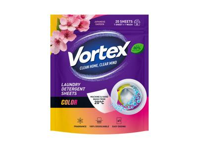 Skalbimo lapeliai VORTEX Laundry Detergent Sheets Color, 20 vnt.