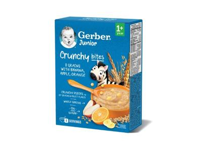 Košė GERBER Cunchy bites, 8 grūdų, įvairių vaisių skonio, 200 g