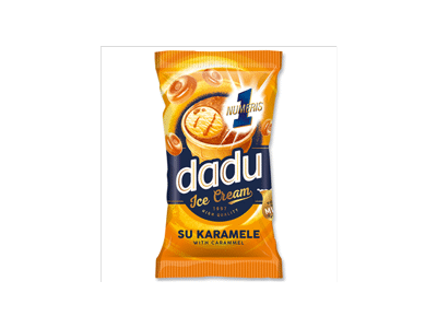 Valgomieji karamelinai ledai DADU su karameles įdaru, 65 g