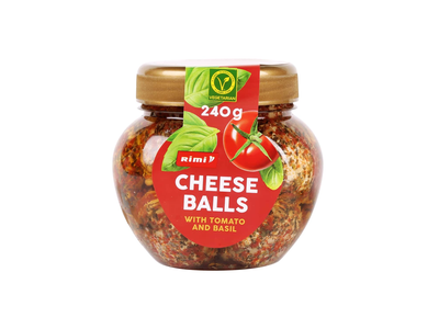 Šv.sūrio rutuliukai RIMI su pom.ir bazil.240g