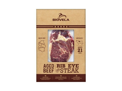 Brandintas jautienos antrekoto kepsnys BIOVELA, Rib Eye, be kaulo, atšaldytas, 21d. 240 g