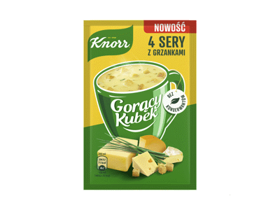 Tiršta sriuba su skrebučiais KNORR, keturių sūrių skonio, 17 g