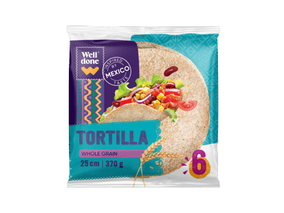 Visų grūdo dalių miltų tortilijos WELL DONE, 370 g