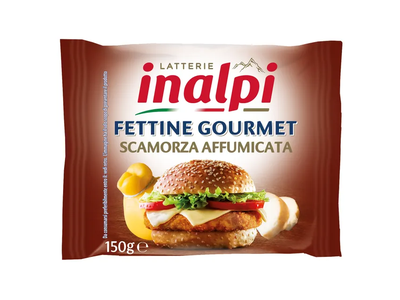 Lydytas sūris su skamorca INALPI riekelėm, 39%, 20x150 g