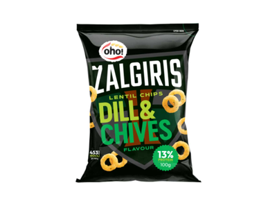 Krapų ir laiškinių česnakų skonio raudonųjų lęšių traškučiai OHO! ŽALGIRIS, 100g