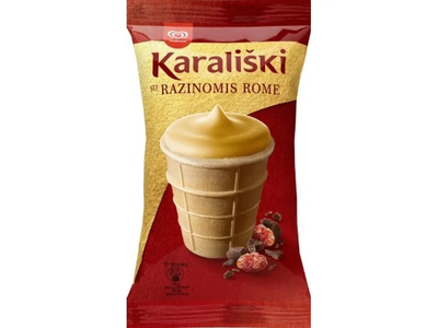 Kiaušinių skonio valgomieji ledai su rome mirkytomis razinomis KLASIKA, 120 ml
