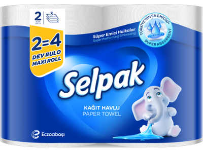 Popierinis rankšluostis SELPAK, 3 sluoksniai, 160 lapeliai, 2 x 48m.