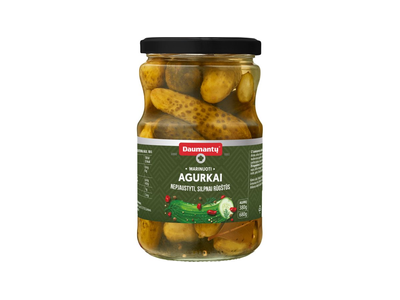 Agurkai DAUMANTŲ, marinuoti,nepjaust.,silpnai rūgštūs, 680 g