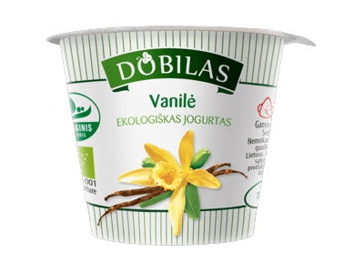 Valgom. ekologiškas jogurtas DOBILAS su vanile, 3,2 % rieb., 125 g