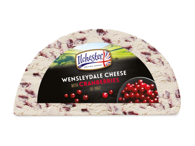 Sūris WENSLEYDALE su spanguolėmis, 43 % rieb. s. m., 1 kg