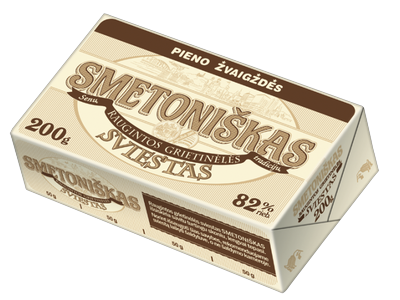 SMETONIŠKAS sviestas, 82%, 200 g