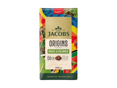 Malta kava JACOBS ORIGINS BRAZIL & COLOMBIA, 450 g