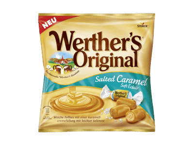 Saldainiai WERTHER'S ORIGINAL su sūrios karamelės įdaru, 125 g