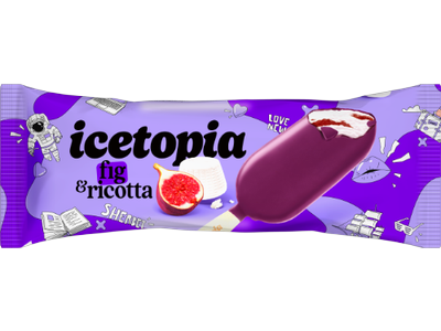 Rikotos sūrio pieniški ledai ICETOPIA su figų įdaru ir glaistu, 100ml