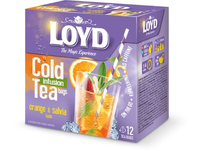 Vaisinė arbata LOYD Cold Infusion, apelsinų ir šalavijų skonio, 12 x 2,5 g