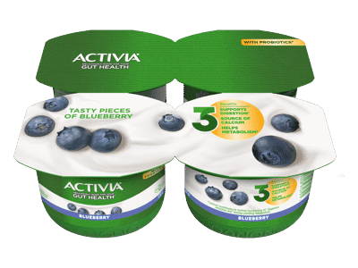 Jogurtas su mėlynėmis ACTIVIA, 4 x 120 g, 3 % rieb., 480 g