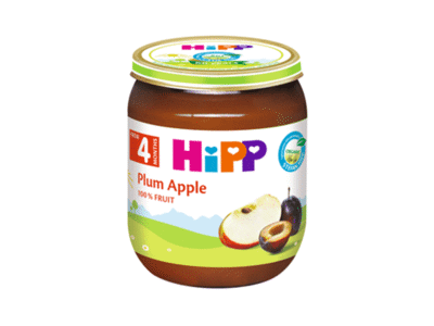 Ekologiška slyvų ir obuolių tyrelė HIPP (nuo 4 mėn.), 125 g