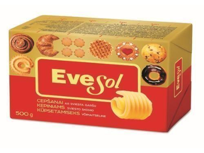 EVESOL Margarinas kepimui su sviestu, 72%, 500 g