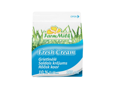 UAT grietinėlė FARM MILK, 10 % rieb., 200 ml