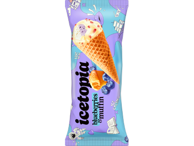Glaistyti kekso skonio grietininiai ledai ICETOPIA su šilauogių įdaru, 150ml