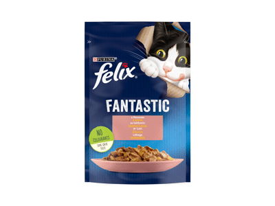 Kačių ėdalas FELIX FANTASTIC su lašiša, 85 g