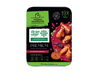 Viščiukų sparnelių peteliai PREMIUM bruknių marinate, 500 g