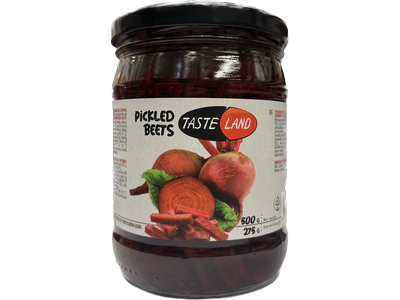 Marinuoti burokėliai, TASTE LAND, šiaudeliais, silpnai rūgštūs, 500 g / 275 g