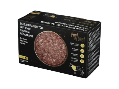 Šaldyti jautienos maltiniai  FEEL THE BEEF, mėsainiams, sausai brandinti , 4x125 g