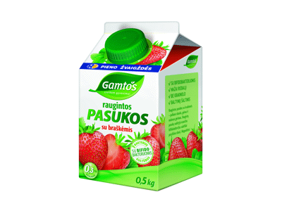 Raugintos GAMTOS pasukos su braškėmis, 0,3 % rieb., 500 g
