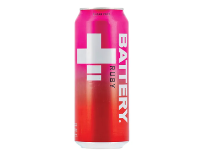 Energinis gėrimas Battery RUBY SUGAR-FREE Aviečių ir granatų sk. 0,5L