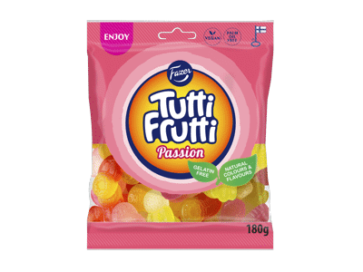 Guminukai FAZER TUTTI FRUTTI PASSION, vaisių skonio, 180 g
