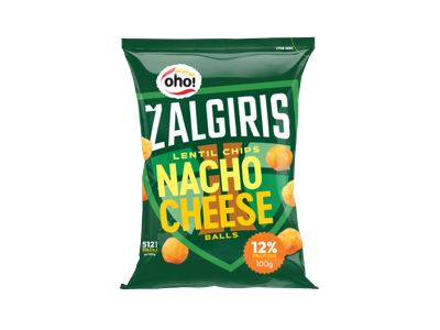 Lęšių traškučiai OHO! Žalgiris Nacho cheese balls, 100g