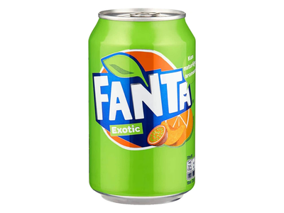 Egzotinių vaisių skonio gazuotas gaivusis gėrimas FANTA EXOTIC, 0,33 ml