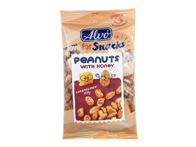 Karamelizuoti žemės riešutai su medum ALVO, 150 g